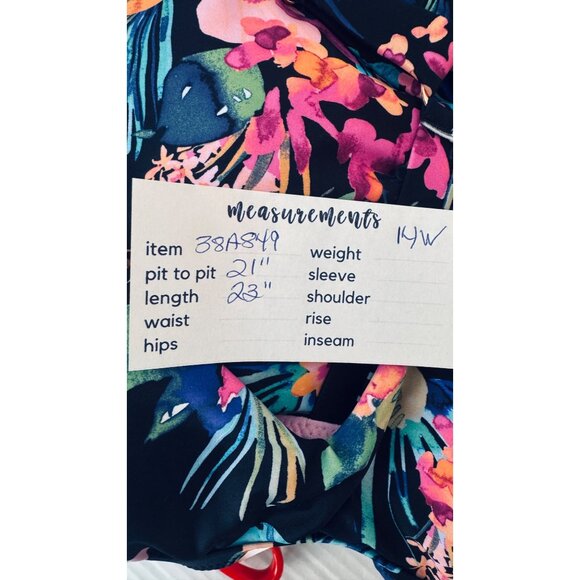 2/$30 NWT Raisins Curve Size 14 Floral Tankini Top Plus Black Pink Blue - Picture 10 of 16